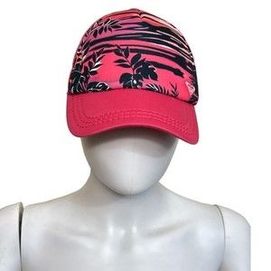 Y2K 2014 Roxy Trucker Hat Estilo Snapback Baseball Cap Surfer Pink Black Size OS